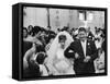 Emotional Italian Father Weeping as He Walks His Daughter Down the Aisle-Paul Schutzer-Framed Stretched Canvas