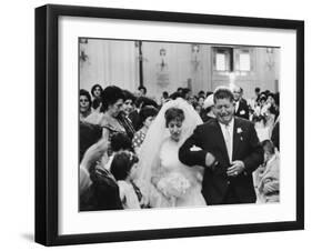 Emotional Italian Father Weeping as He Walks His Daughter Down the Aisle-Paul Schutzer-Framed Photographic Print