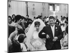 Emotional Italian Father Weeping as He Walks His Daughter Down the Aisle-Paul Schutzer-Mounted Photographic Print