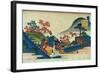 Emperor Daigo,still a young man,is greeted by his father,Uda Tenno.-Katsushika Hokusai-Framed Giclee Print