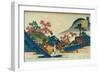 Emperor Daigo,still a young man,is greeted by his father,Uda Tenno.-Katsushika Hokusai-Framed Giclee Print