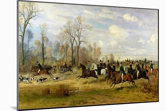 Emperor Franz Joseph I of Austria Hunting to Hounds with the Countess Larisch in Silesia, 1882-Emil Adam-Mounted Giclee Print