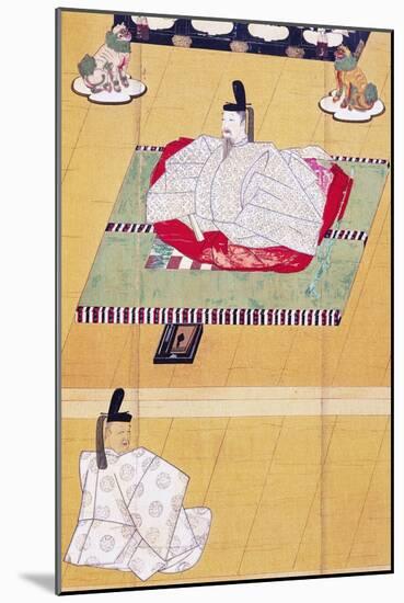 Emperor Go-Daigo and Minister Fujifusa, Woodcut, Kamakura Period (1185-1333), Japanese Civilization-null-Mounted Giclee Print