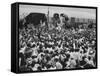 Emperor Haile Selassie Leaving Airplane and Waving to Welcoming Crowd-null-Framed Stretched Canvas