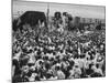 Emperor Haile Selassie Leaving Airplane and Waving to Welcoming Crowd-null-Mounted Photographic Print