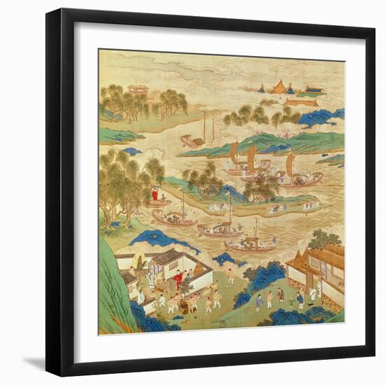 Emperor Hui Tsung Transporting Pierced Stones and Strange Shaped Trees-null-Framed Giclee Print
