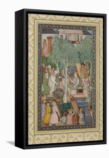 Emperor Jahangir with Holy Men in a Garden, C.1615-Abu'l Hasan-Framed Stretched Canvas