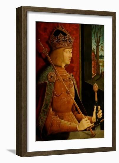 Emperor Maximilian I (1459-151), with Crown, Sceptre, and Sword, C. 1500-Bernhard Strigel-Framed Giclee Print