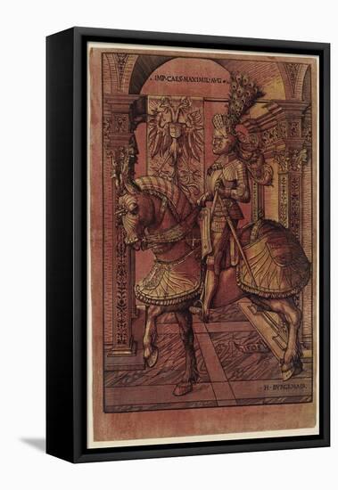 Emperor Maximilian I, Armed on Horseback, 1508-Hans Burgkmair-Framed Stretched Canvas