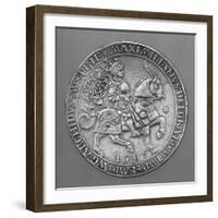 Emperor Maximilian I on Horseback. Thaler Coin from Hall-Ulrich Ursentaler the Elder-Framed Giclee Print