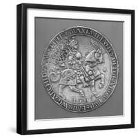 Emperor Maximilian I on Horseback. Thaler Coin from Hall-Ulrich Ursentaler the Elder-Framed Giclee Print