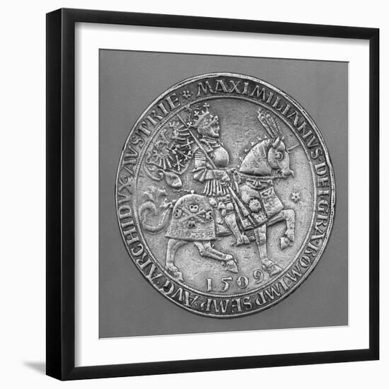 Emperor Maximilian I on Horseback. Thaler Coin from Hall-Ulrich Ursentaler the Elder-Framed Giclee Print