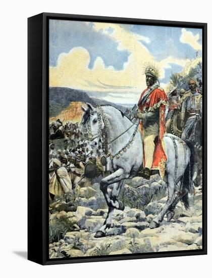Emperor Negus Menelik II of Ethiopia at Battle of Adwa 1896-Chris Hellier-Framed Stretched Canvas