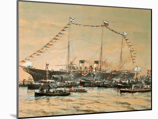 Emperor Nicholas II Visiting His Yacht Polestar, 1908-Alexander Karlovich Beggrov-Mounted Giclee Print