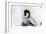 Emperor Penguin Chick Sheltering on Adult's Feet-null-Framed Photographic Print