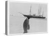 Emperor Penguin Near Expedition Ship-null-Stretched Canvas