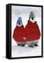 Emperor Penguin, Two Chicks Wearing Woolly Hats-null-Framed Stretched Canvas