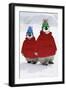 Emperor Penguin, Two Chicks Wearing Woolly Hats-null-Framed Photographic Print