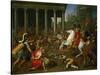 Emperor Titus Destroys the Temple in Jerusalem, 1638-1639-Nicolas Poussin-Stretched Canvas