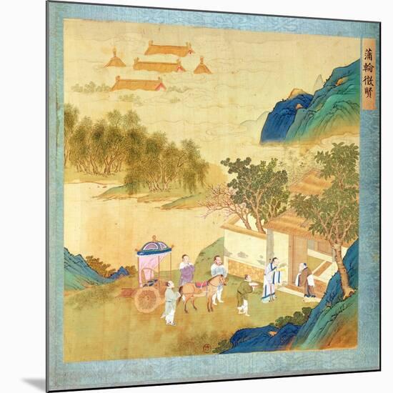 Emperor Wu Ti Welcoming a Man of Letters, from a History of Chinese Emperors-null-Mounted Giclee Print