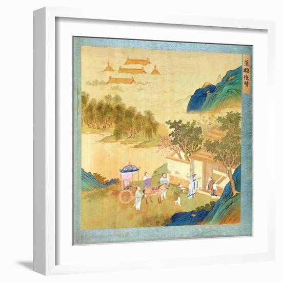 Emperor Wu Ti Welcoming a Man of Letters, from a History of Chinese Emperors-null-Framed Giclee Print
