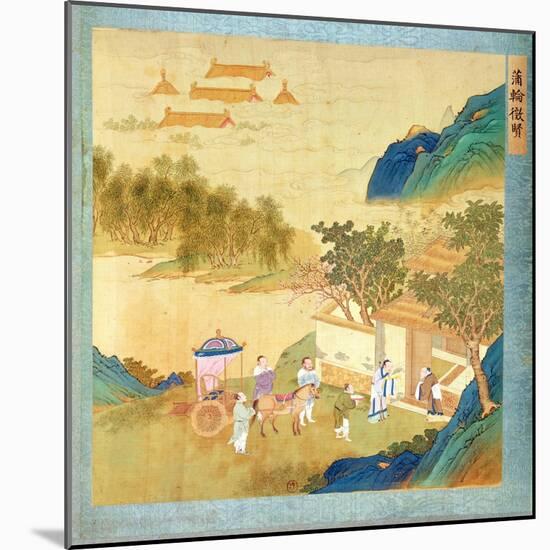 Emperor Wu Ti Welcoming a Man of Letters, from a History of Chinese Emperors-null-Mounted Giclee Print