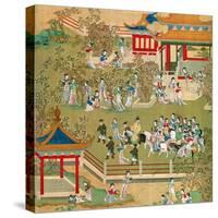 Emperor Yang Ti Strolling in His Gardens with His Wives, from a History of Chinese Emperors-null-Stretched Canvas