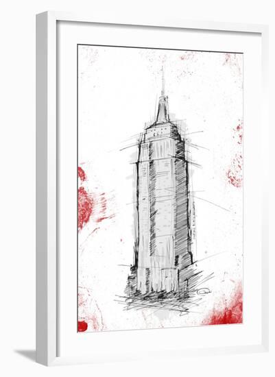 Empire Red Pop Sketch-OnRei-Framed Art Print