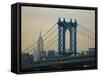 Empire State Building and Manhattan Bridge, Manhattan, New York City, USA-Jon Arnold-Framed Stretched Canvas