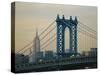 Empire State Building and Manhattan Bridge, Manhattan, New York City, USA-Jon Arnold-Stretched Canvas