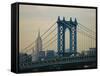 Empire State Building and Manhattan Bridge, Manhattan, New York City, USA-Jon Arnold-Framed Stretched Canvas