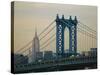 Empire State Building and Manhattan Bridge, Manhattan, New York City, USA-Jon Arnold-Stretched Canvas