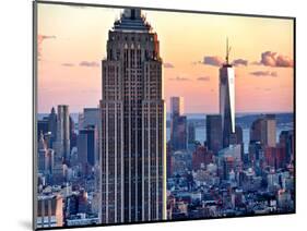 Empire State Building and One World Trade Center at Sunset, Midtown Manhattan, New York City, US-Philippe Hugonnard-Mounted Photographic Print