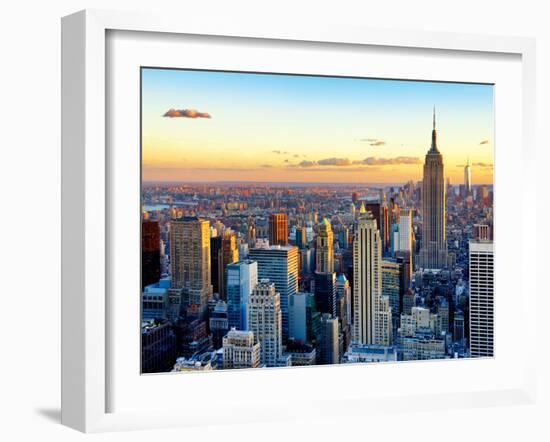 Empire State Building and One World Trade Center at Sunset, Midtown Manhattan, New York City-Philippe Hugonnard-Framed Premium Photographic Print