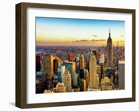 Empire State Building and One World Trade Center at Sunset, Midtown Manhattan, New York City-Philippe Hugonnard-Framed Premium Photographic Print