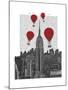 Empire State Building and Red Hot Air Balloons-Fab Funky-Mounted Art Print