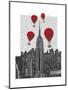 Empire State Building and Red Hot Air Balloons-Fab Funky-Mounted Art Print