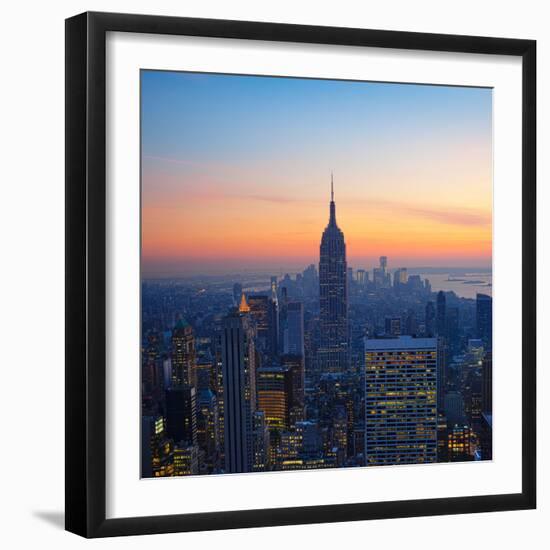 Empire State Building at Sunset from Top of the Rock Observatory-Andria Patino-Framed Photographic Print