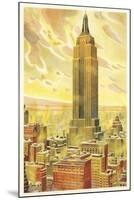 Empire State Building, Flaming Sky, New York City-null-Mounted Art Print