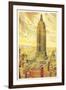 Empire State Building, Flaming Sky, New York City-null-Framed Art Print