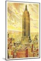 Empire State Building, Flaming Sky, New York City-null-Mounted Art Print