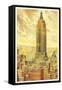 Empire State Building, Flaming Sky, New York City-null-Framed Stretched Canvas
