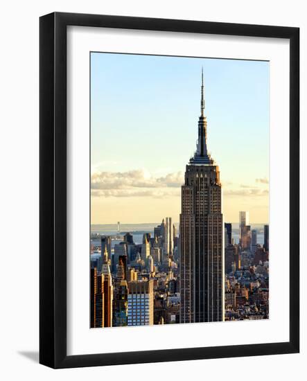 Empire State Building from Rockefeller Center at Dusk, Manhattan, New York City, United States-Philippe Hugonnard-Framed Photographic Print