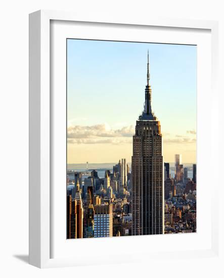 Empire State Building from Rockefeller Center at Dusk, Manhattan, New York City, United States-Philippe Hugonnard-Framed Photographic Print