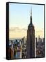 Empire State Building from Rockefeller Center at Dusk, Manhattan, New York City, United States-Philippe Hugonnard-Framed Stretched Canvas