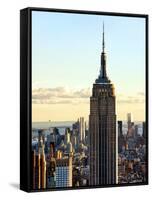 Empire State Building from Rockefeller Center at Dusk, Manhattan, New York City, United States-Philippe Hugonnard-Framed Stretched Canvas