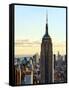 Empire State Building from Rockefeller Center at Dusk, Manhattan, New York City, United States-Philippe Hugonnard-Framed Stretched Canvas