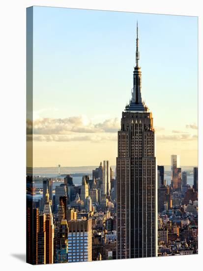 Empire State Building from Rockefeller Center at Dusk, Manhattan, New York City, United States-Philippe Hugonnard-Stretched Canvas