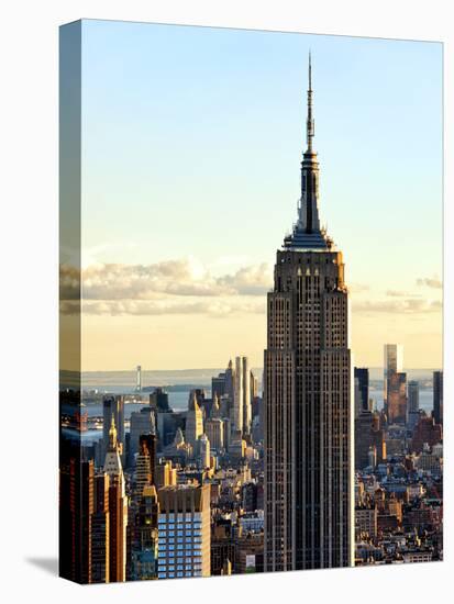 Empire State Building from Rockefeller Center at Dusk, Manhattan, New York City, United States-Philippe Hugonnard-Stretched Canvas