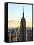 Empire State Building from Rockefeller Center at Dusk, Manhattan, New York City, United States-Philippe Hugonnard-Framed Stretched Canvas